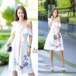 CS5859 เดรส KS เปิดไหล่ สกรีนลายเสือ KS off the shoulder dress with tiger pattern screen