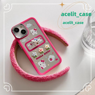 ❤️ส่งของขวัญ❤️ เคสไอโฟน 11 12 13 14 Pro Max พื้นผิวกระจก HelloKitty การ์ตูน สาวน่ารักหัวใจ Case for iPhone สไตล์วรรณศิลป