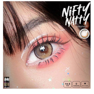 💋 ลายสวยหายาก มีค่าสายตา 💋 Wink Nifty Natty  Gray Brown 💋 รายเดือน มีอย แถมตลับฟรี กรองแสง รายเดือน มีอย. เลนส์นิ่ม สวยปังมาก คอนแทคเลนส์