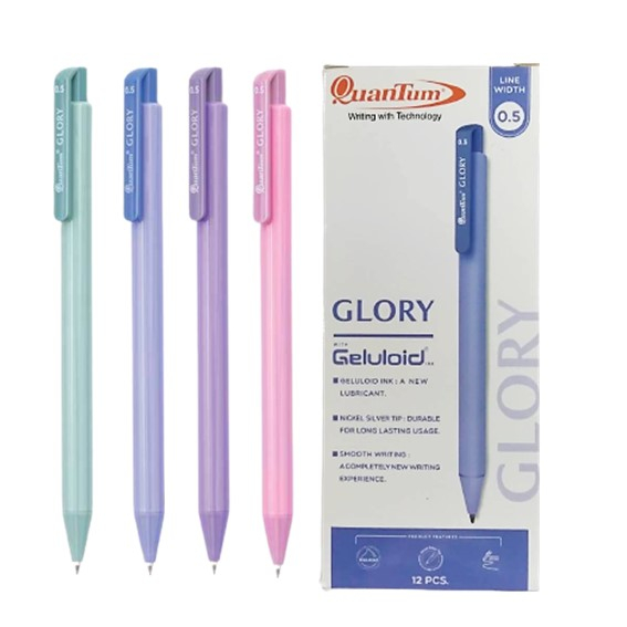 ปากกาควอนตั้ม Quantum GLORY(กลอรี่) 0.5 mm.(ราคาต่อ 12ด้าม) หมึกน้ำเงิน
