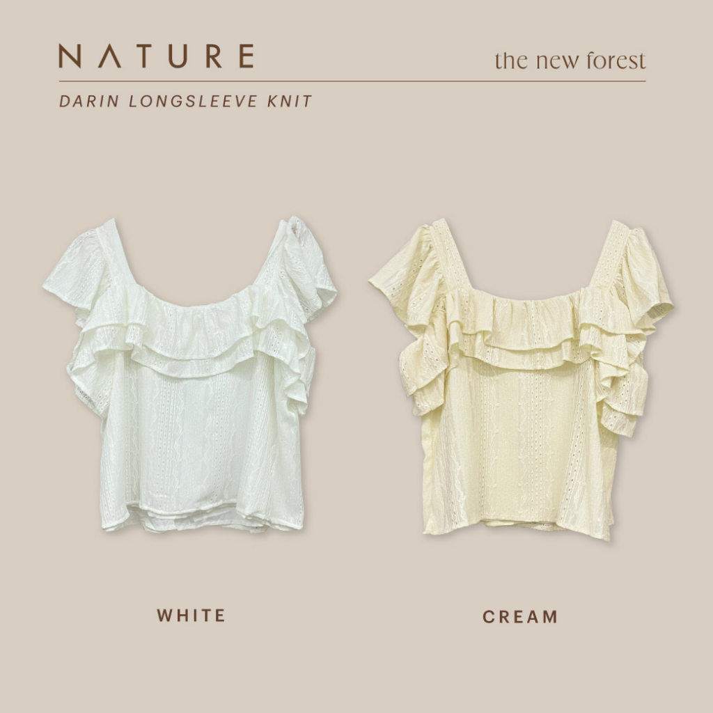 ลด 𝟲𝟬.-พิมพ์ NTBCTT nature.bkk - TPN0089 เสื้อลูกไม้ระบายสองชั้น Kennocha lace ruffle