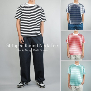 Stripped Round Neck Tee เสื้อยืดไหล่ตก