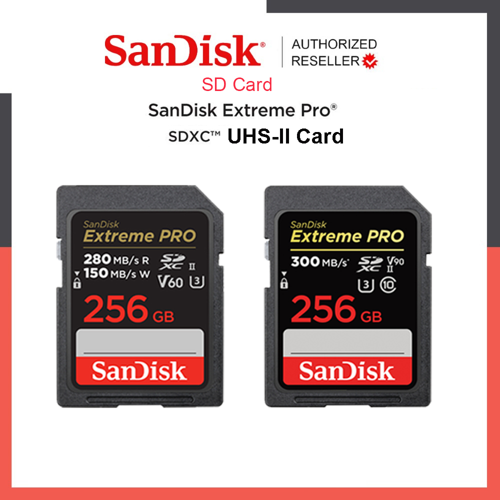 SanDisk Extreme PRO SD Card UHS-ii 256 GB ความเร็วอ่าน 300MB/s V90 (SDSDXDK_256G_GN4IN) 8K แซนดิส
