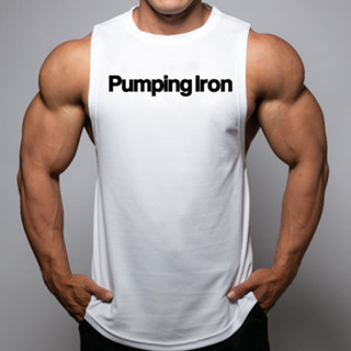 PUMPING IRON เสื้อแขนกุดเว้าแขนกว้าง Drop Arm Sleeveless Muscle Shirt