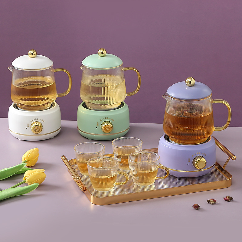 Home&Gardening กาต้มน้ำไฟฟ้าแบบพกพาสตูว์ถ้วย 450ML สุขภาพถ้วยมินิหม้อหุงช้ากาต้มน้ำสำนักงานดอกไม้กาน้ำชาแยกหม้อต้มชา