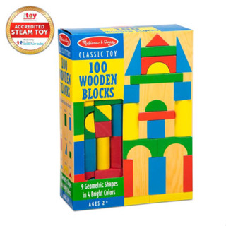 บล็อกไม้ทำสีสารพัดรูปร่างและหลากสี Melissa &amp; Doug 100 Wood Blocks Set