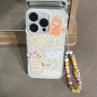 ✨สไตล์ใหม่✨เคสไอโฟน 14 Pro Max เคส for 11 12 13 Pro Max แมว สร้อยข้อมือ เคสพกพาสะดวก iPhone 13 Case เคสกันกระแทก