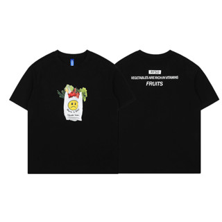 spaceboy เสื้อยืดโอเวอร์ไซส์แขนสั้น Unisex ลาย “ Vagetables are rich in vitamins ” [SH-454]