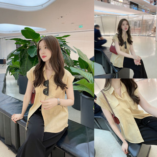 SLYQ GEMMA LINEN CAP SLEEVE SHIRT เสื้อเชิ้ตแขนล้ำกระดุมหน้า ผ้าลินิน เสื้อทำงาน เสื้อเชิ้ตผู้หญิง ใส่สบายมาก ไม่ร้อน