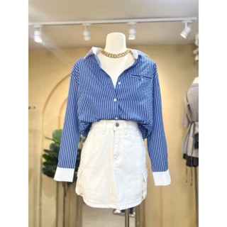 เสื้อเชิ้ตลายริ้ว เสื้อทำงาน จะใส่เที่ยว คาเฟ่ ไปทำงานก็เอาอยู่ ตัวเนื้อผ้าทำจากคอตตอนเกรดพรี่เมี่ยม