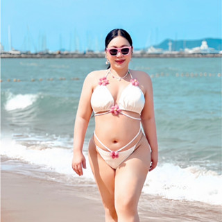 Plus size ชุดว่ายน้ำ สาวอวบ 2ชิ้น รุ่นน้ำคิทาน่า (R7)