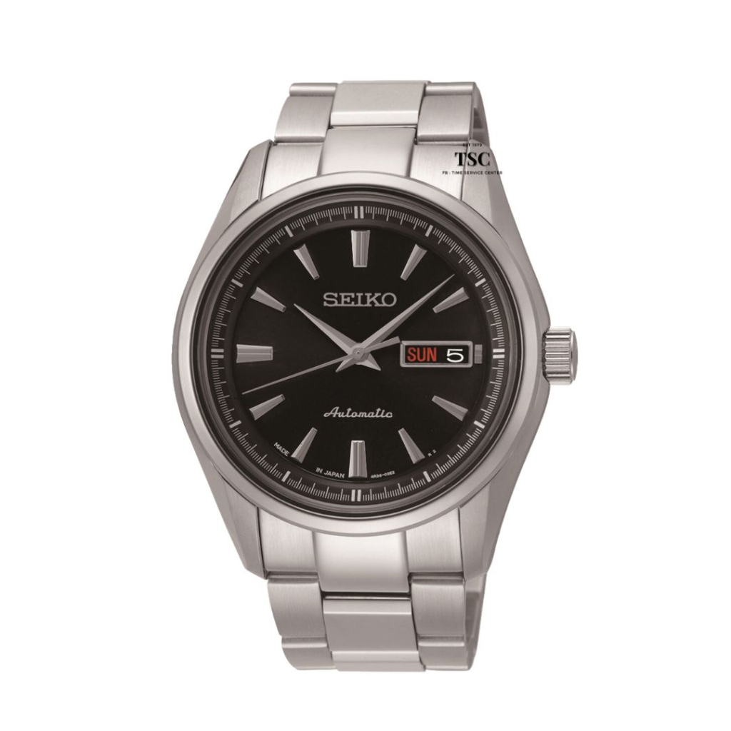นาฬิกาข้อมือผู้ชาย Seiko Presage Automatic  SRP529J1 กระจกSapphire หน้าดำ ช่องบอกวันที่สัปดาห์ ของแท้แน่นอน 100%