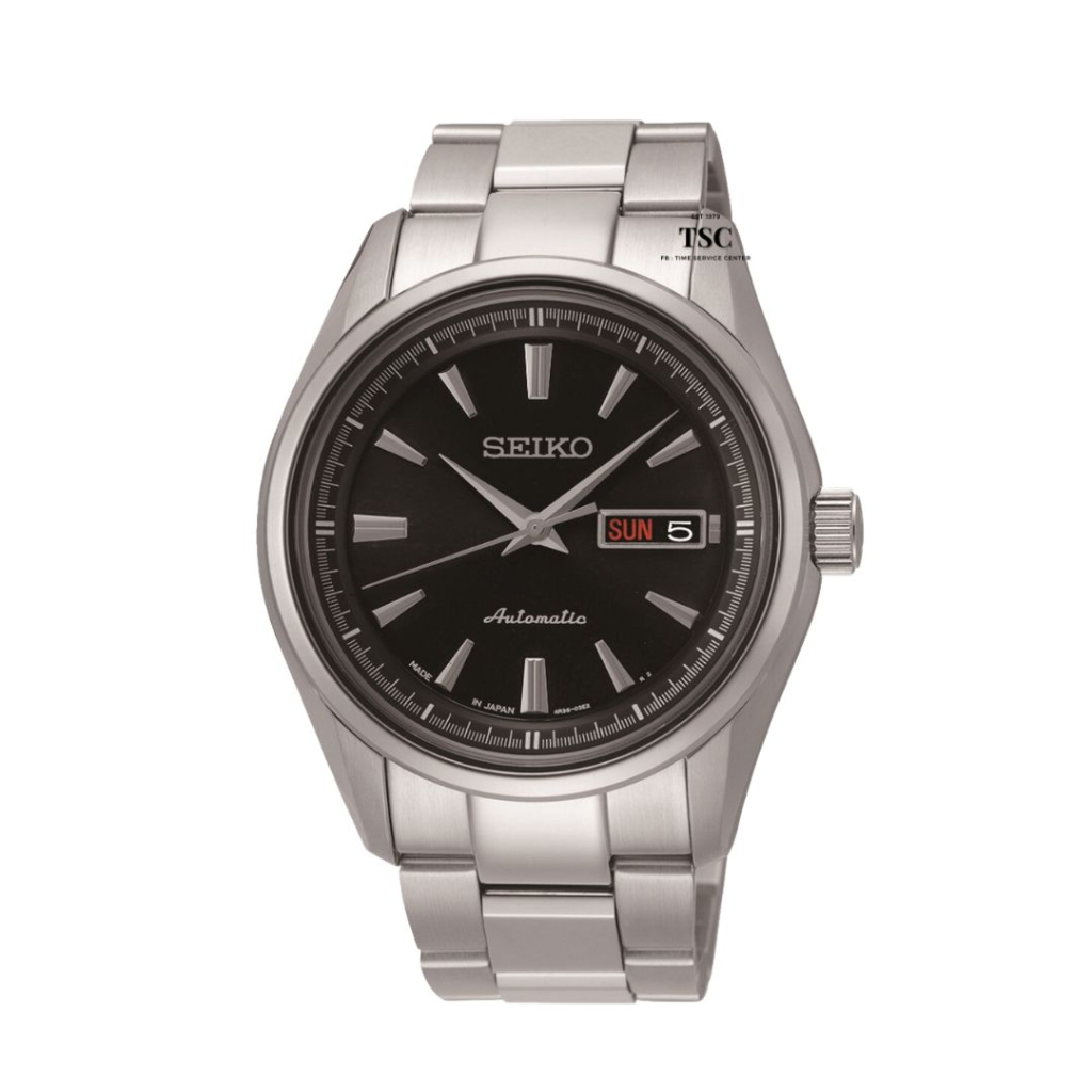 นาฬิกาข้อมือผู้ชาย Seiko Presage Automatic  SRP529J1 กระจกSapphire หน้าดำ ช่องบอกวันที่สัปดาห์ ของแท