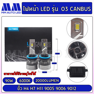 ไฟหน้าLED O3 Canbus (รับประกัน 1 ปี 90W 6000K 20000LM)