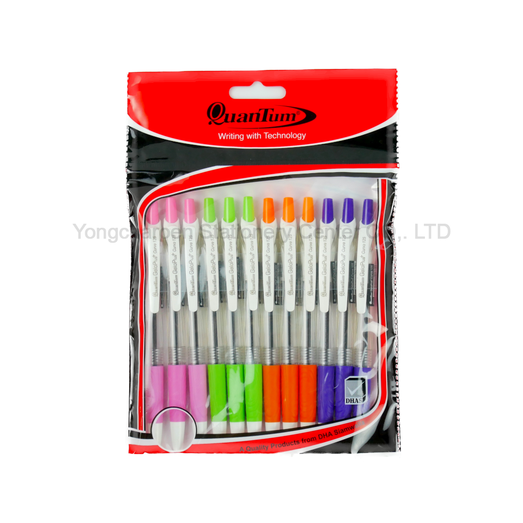 [ขายดี] ควอนตั้ม ปากกา ปากกาลูกลื่น Quantum เจลโล่พลัส เคิร์ฟ 125 ขนาด 0.5 มม. จำนวน 1 ห่อ (12 ด้าม)