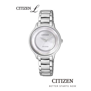 CITIZEN L Eco-Drive EM0380-57D Mother Of Pearl Lady watch ( นาฬิกาผู้หญิงพลังงานแสง )