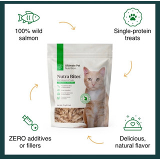 ULTIMATE PET NUTRITION Nutra Bites for Cats, Freeze Dried Raw Treats, Single Ingredient, Grain Free, Salmon,