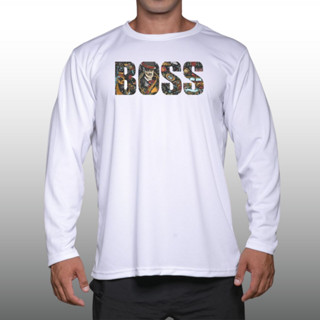 BOSS เสื้อแขนยาวนักกล้าม  Men’s Bodybuilding Long Sleeve Athletic Gym Shirt