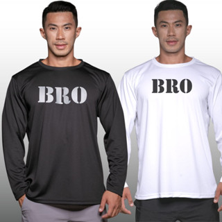 BRO เสื้อแขนยาวนักกล้าม  Men’s Bodybuilding Long Sleeve Athletic Gym Shirt