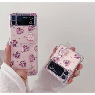 เคสซัมซุงใสสีชาชมพูหัวใจขนมหวาน (Case Samsung Galaxy Z Flip3/4 5G) เคสมือถือ เคสจอพับ เคสเปิดปิด เคสไฮโซ เคสหัวใจ