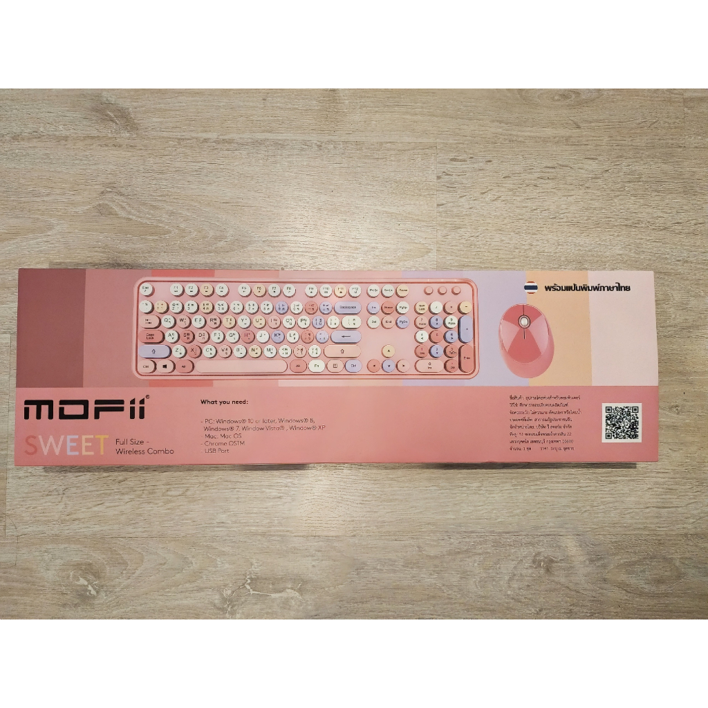 MOFii SWEET Full Size Wireless Combo Set (ชุดคอมโบคีย์บอร์ดและเม้าส ไม่ใช่บลูทูธ) สีสันสดใจ มือสอง ใ