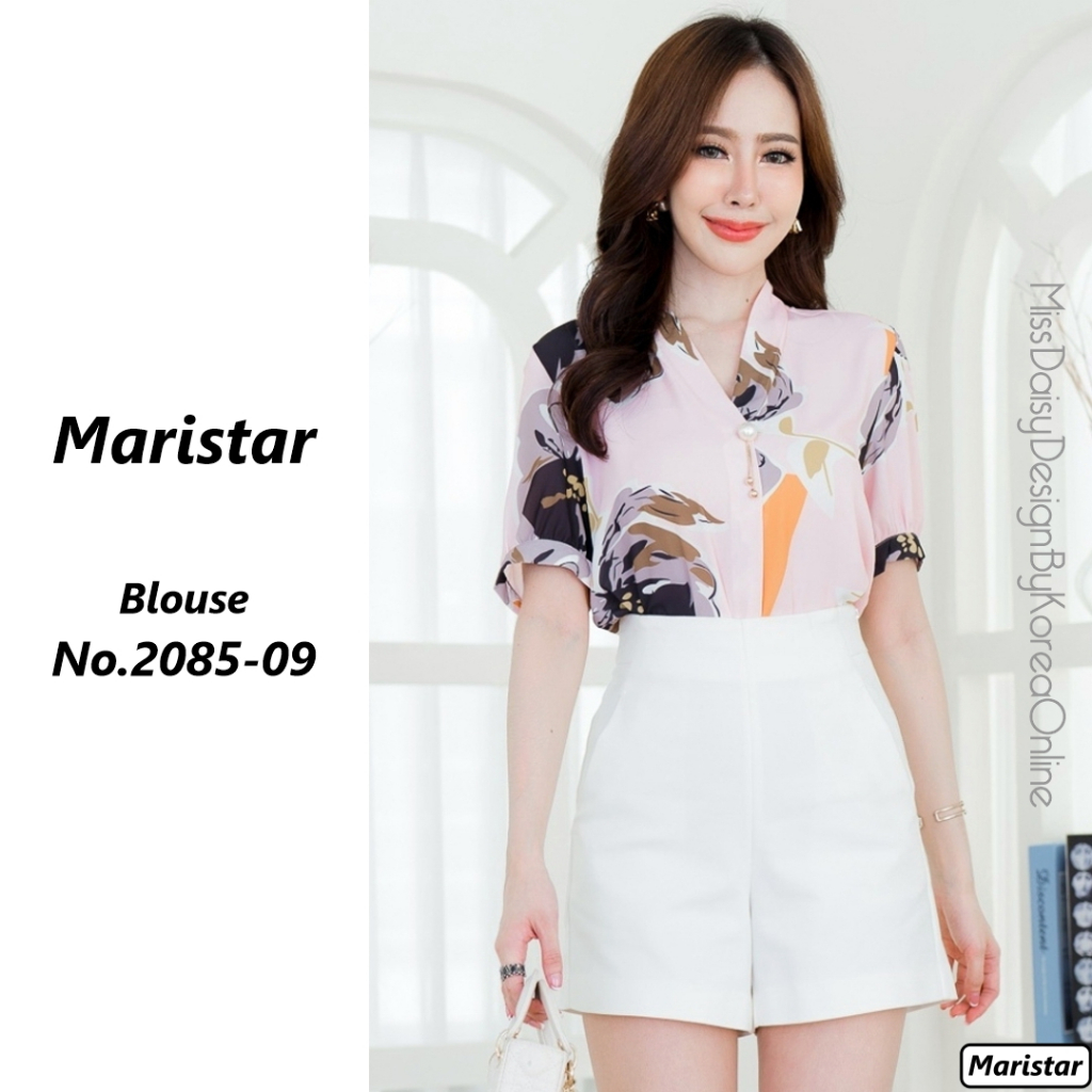 Maristar เสื้อแขนสั้นผ้าพิมพ์ลาย No.2085 ผ้า Polyester 100%