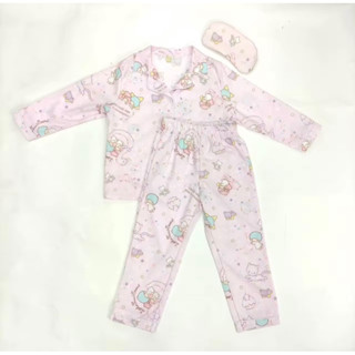 เซตชุดนอนเด็ก ผ้าไหมเกาหลี Freesize kids(เสื้อแขนยาว+กางเกงขายาว+ผ้าปิดตา)
