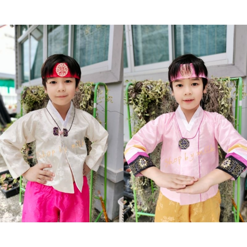 พร้อมส่ง ชุดฮันบกเด็กผู้ชาย ชุดเกาหลีเด็กผู้ชาย ชุดประจำชาติ ชุดอาเซียนถ่ายจากสินค้าจริง (ราคาไม่รวมผ้าคาดหัวมีแยกขาย)
