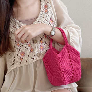 mini Granny Bag กระเป๋าถักเชือกร่ม แข็งแรงมาก ไม่ย้วยอยู่ทรง กระเป๋าถือ ไซร์ S