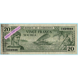 ธนบัตรนิวแคลิโดเนีย 20 francs ปี  1944