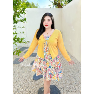 🎈Plussize เดรสคนอ้วน🎈 L 40-48 XL 50-60 (สม๊อคหลัง) ยาว 36-39 รวมสาย