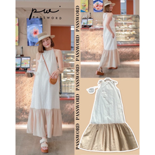🌈🌿🌺🌼🌸🧡🤎🇰🇷Cotton Linen Lace Patch 2Tone  Maxi Dress