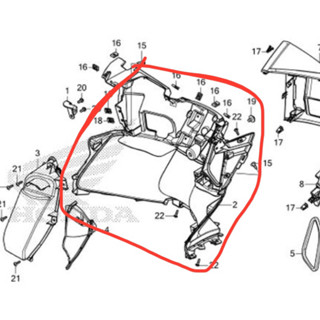 ฝาครอบตัวใน ตัวกลาง HONDA PCX 2018-1019