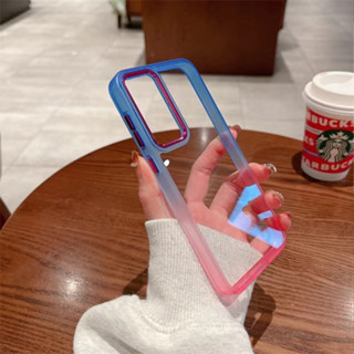 เคสหลังใส ขอบสีทูโทนไล่สี สำหรับรุ่น Oppo Realme 5 5S 5I 6I Realme C3 C21Y C25Y Realme C11 2021 C20กันกระแทก