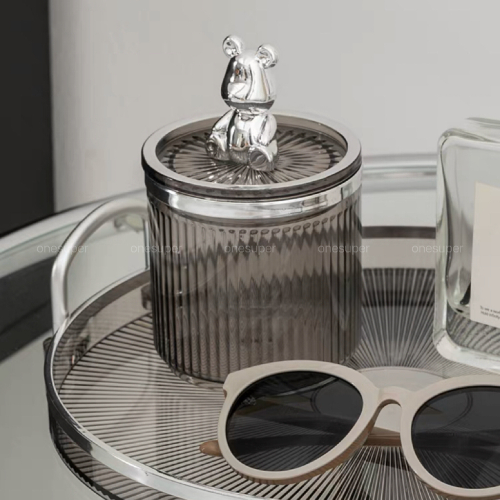 กล่องเก็บของ กล่องใส่สําลี มีฝาปิด กันฝุ่น