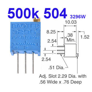 (5ชิ้น)VR เกือกม้า 500 Kohm (504) 3296W Trimpot Variable Resistor (Trimmer Potentiometer)