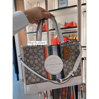 Dempsey Carryall In Signature Jacquard With Rainbow Stripe And Coach Patch