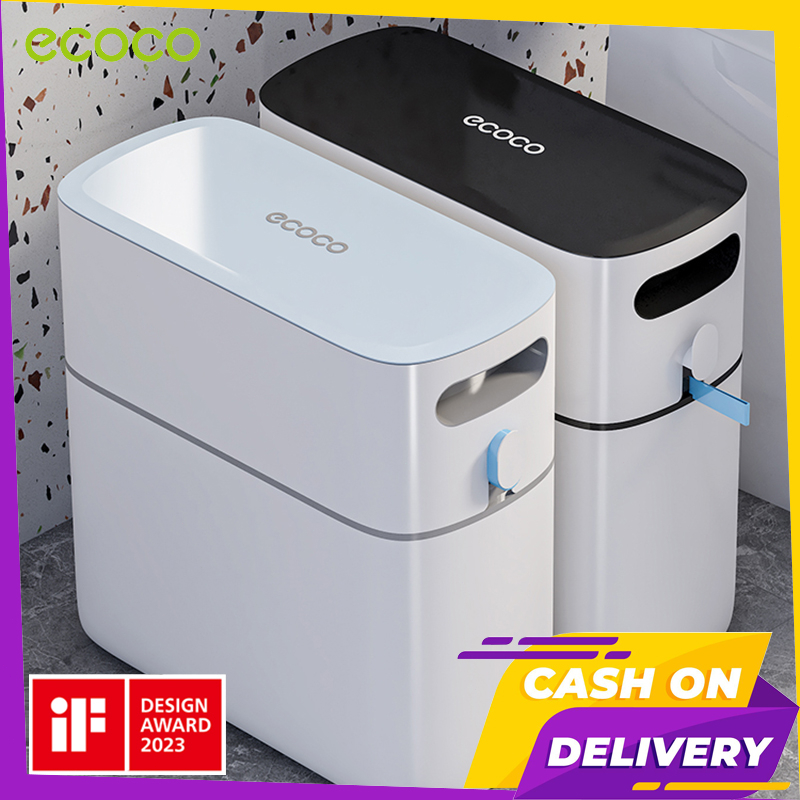 [พร้อมส่ง]Ecoco ถังขยะมีฝาปิด 8 ลิตร 12 ลิตร เปิดเพียงคลิกเดียว ถังขยะแคบ รุ่นใหม่