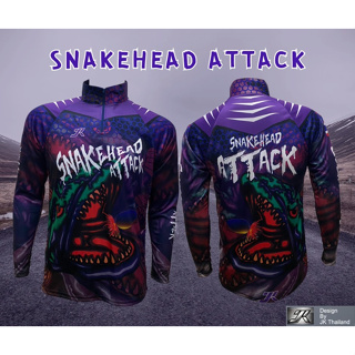 เสื้อตกปลา JK Thailand เสื้อกันยูวี ลาย SNAKEHEAD ATTACK ป้องกันรังสี UV 80% แห้งเร็ว