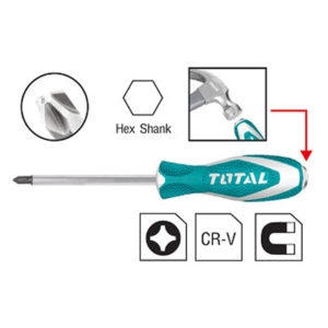 Total ไขควงปากแบน ด้ามทะลุ ขนาด 6 นิ้ว รุ่น THTGTS6150 ( Screwdriver )