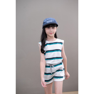 QueenCows Kids ชุดเซ็ตเสื้อกล้าม Striped Lagoon JS Vest (Off White)