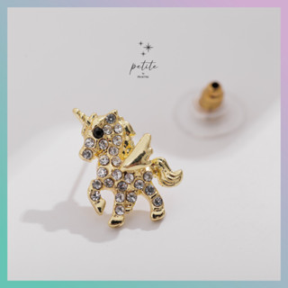 [petite by PRAKYRE] Unicorn Stud Earring - ต่างหูรูปยูนิคอร์นสุดน่ารัก ตกแต่งด้วยเพชรและหินสี