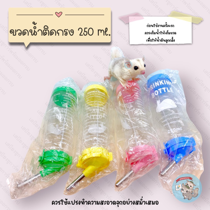 V ( ขวดน้ำติดกรง 250มล. ) ขวดน้ำติดกรง ขวดน้ำชูการ์ ขวดน้ำกระรอก ขวดน้ำแฮมสเตอร์ ขวดน้ำนก ขวดน้ำกระต่าย
