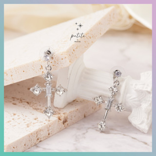 [petite by PRAKYRE] Diamond Europian Style Earring - ต่างหูห้อยดีไซน์ยุโรปทรงกางเขนตกแต่งด้วยเพชร