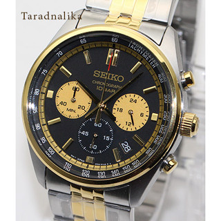 นาฬิกา SEIKO Quartz Watch Chronograph SSB430P1 สองกษัตริย์หน้าปัดดำ