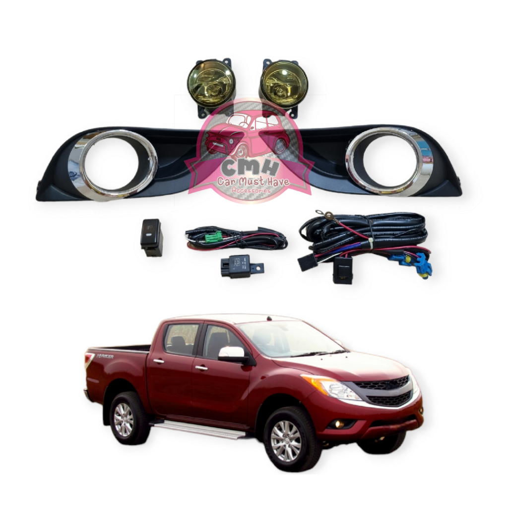 ไฟตัดหมอก โคมเหลือง MAZDA BT50 PRO 2012 - 2019 หน้ากาก ดำ และ โครเมี่ยม