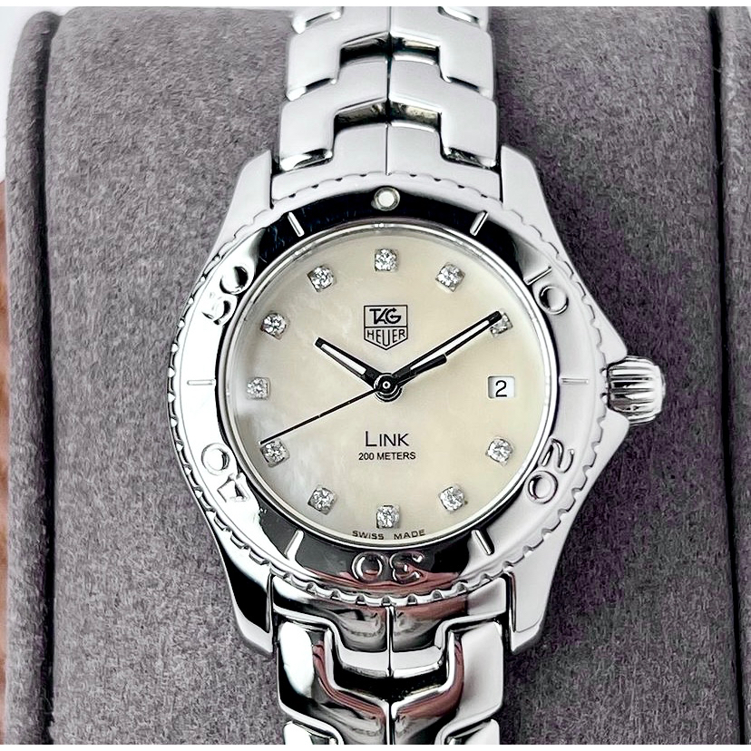 Tag heuer link  white MOP diamonds 27 mm