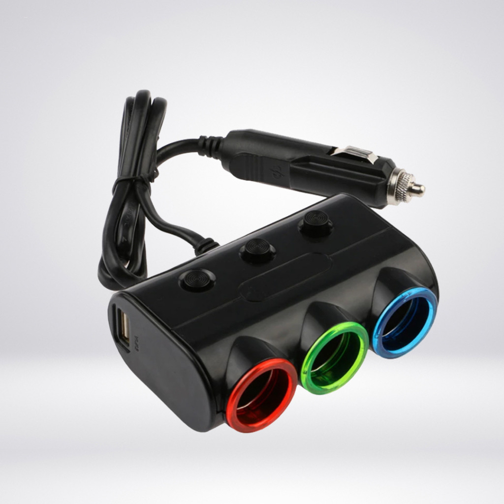 Olesson 1523 เพิ่มช่องชาร์จอุปกรณ์ 3ช่อง / USB 2ช่อง สีดำ