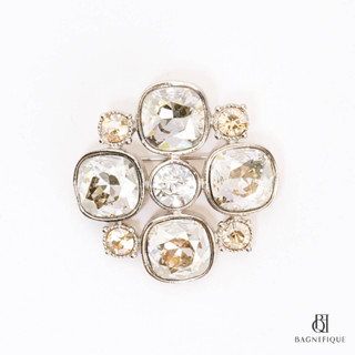 CHANEL BROOCH PIN RHINESTONE SILVER DIAMOND