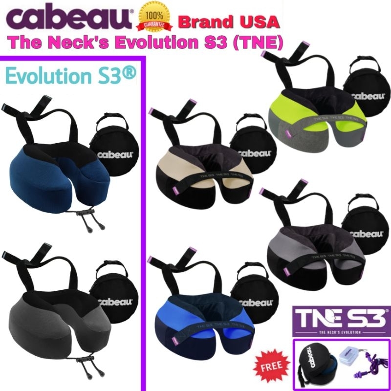 หมอนรองคอเมมโมรี่โฟมCabeau Evolution S3 แบรนด์อเมริกา มีกระเป๋าใส่ ระบบสายรัดที่นั่ง เพื่อไม่ให้ศีรษะตกลงไปด้านหน้า